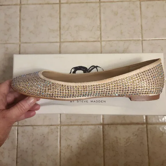 Steve Madden Rhinestone Flats (Very low heel) I-Dreemy Blush Mult Size 9.5 - Picture 10 of 16